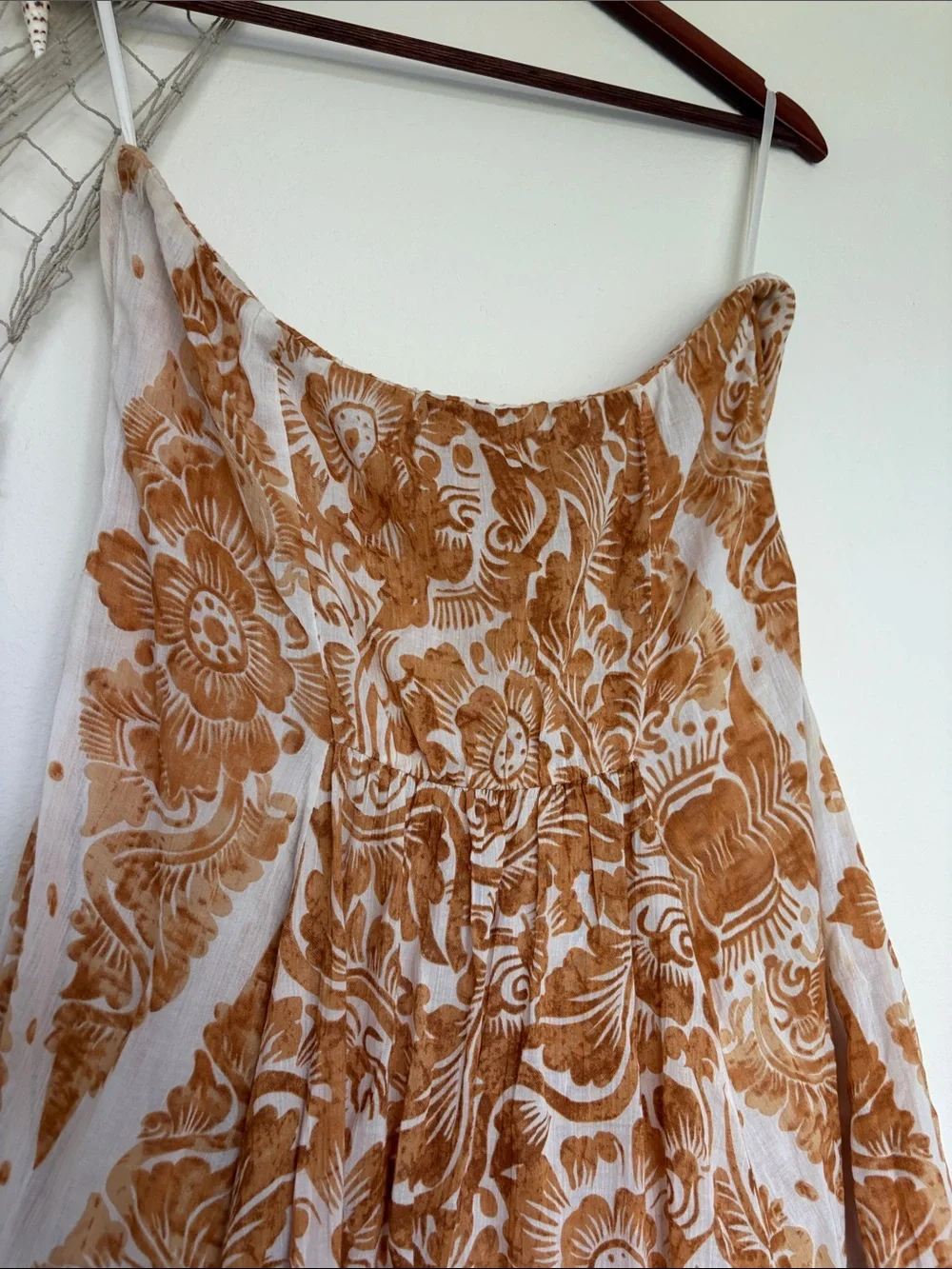 Diane Von Furstenberg Strapless Orange Paisley Print Dress - Picture 5 of 7